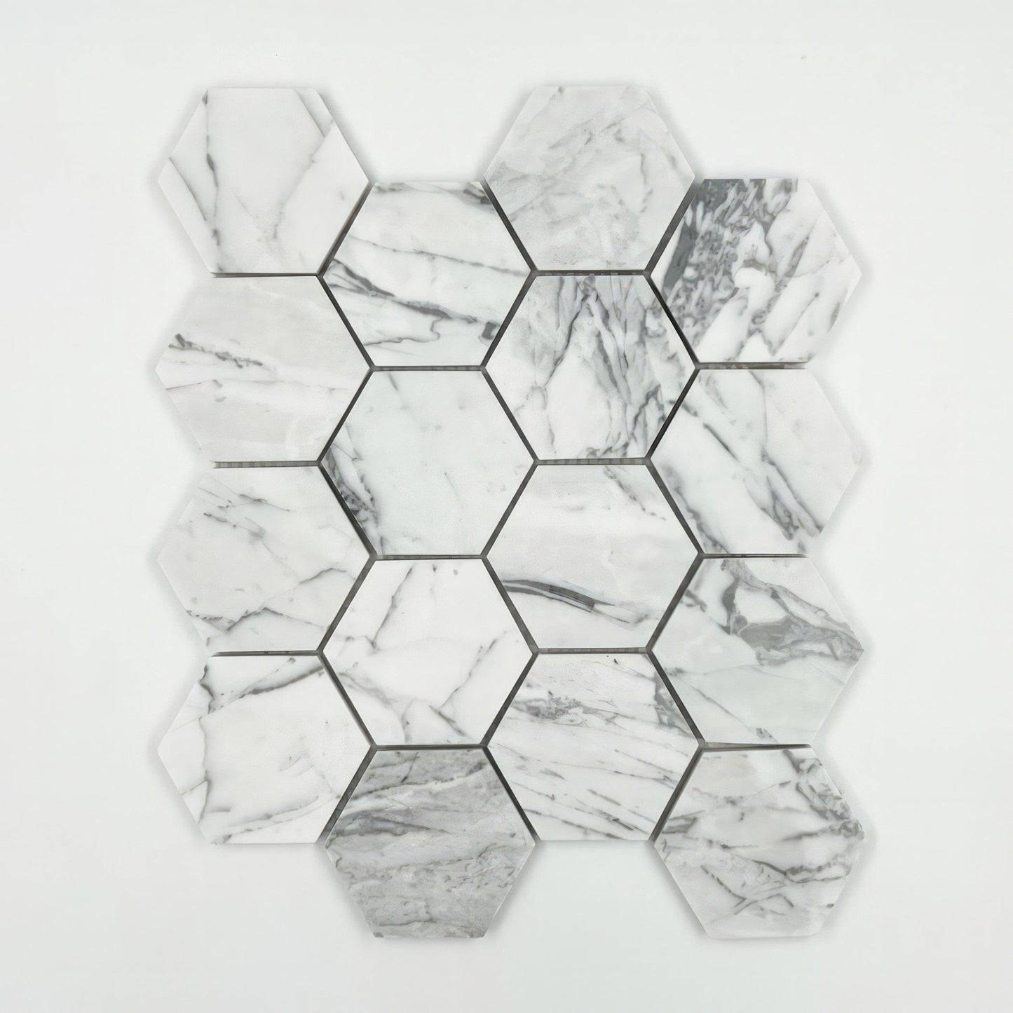 Carrara 3-inch Hexagon Honed White Marble Mosaic Tile For Walls & Floors-Sample
