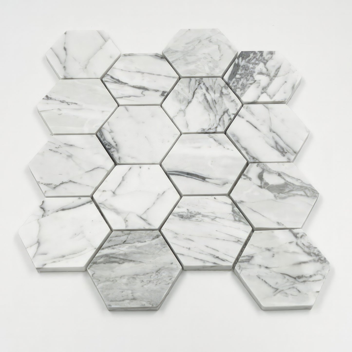 Carrara 3-inch Hexagon Honed White Marble Mosaic Tile For Walls & Floors