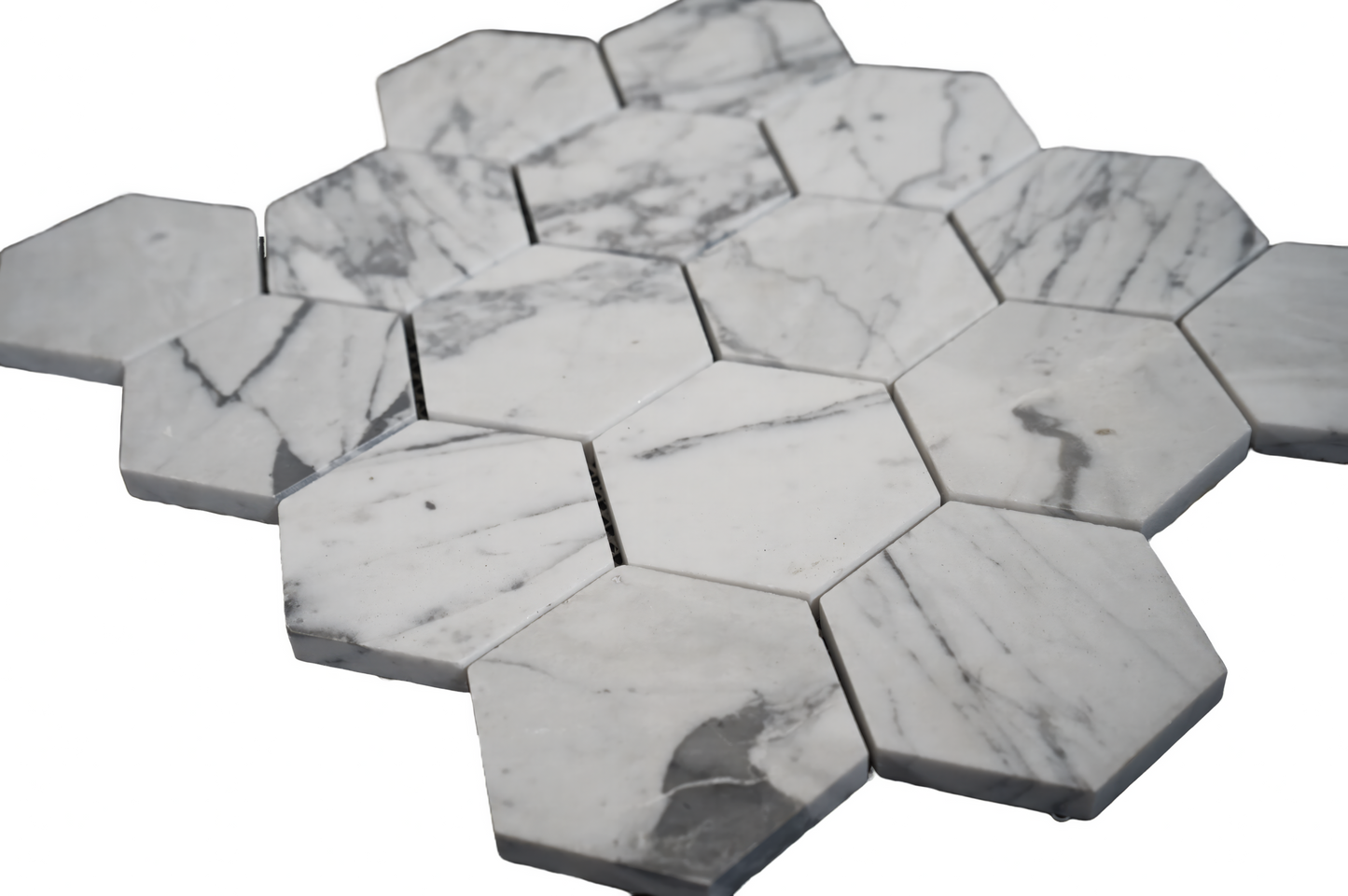 Carrara 3-inch Hexagon Honed White Marble Mosaic Tile For Walls & Floors