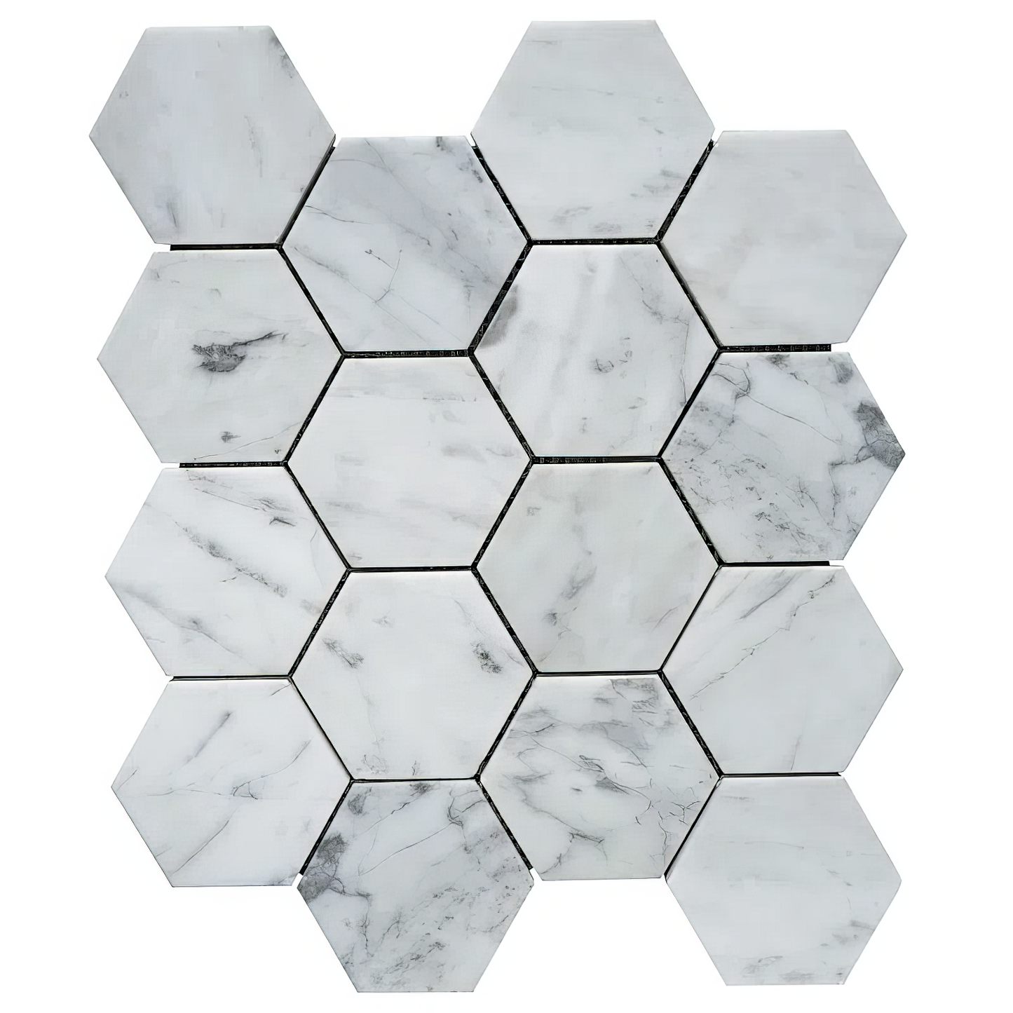 Carrara 3-inch Hexagon Polished White Marble Mosaic Tile For Walls & Floors