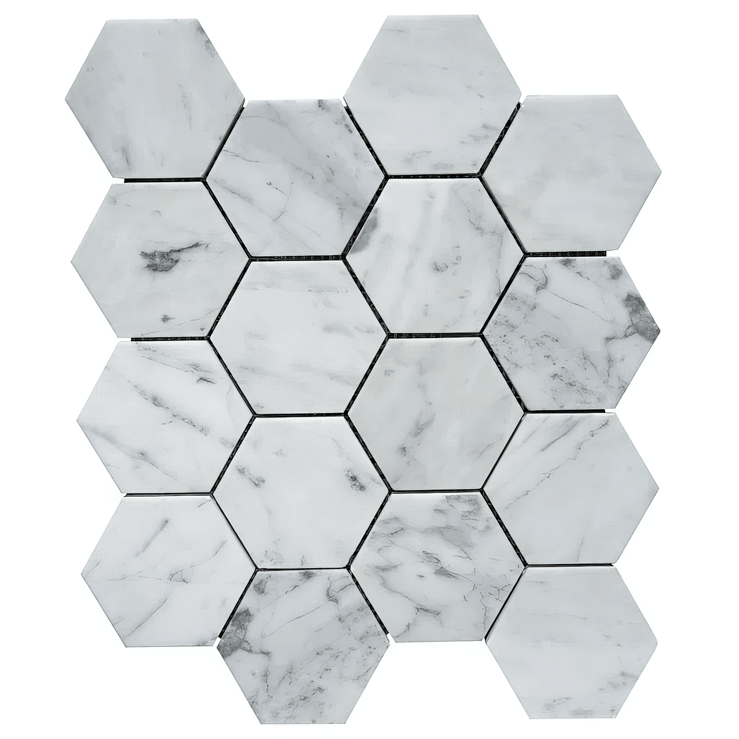 Carrara 3-inch Hexagon Polished White Marble Mosaic Tile For Walls & Floors-Sample