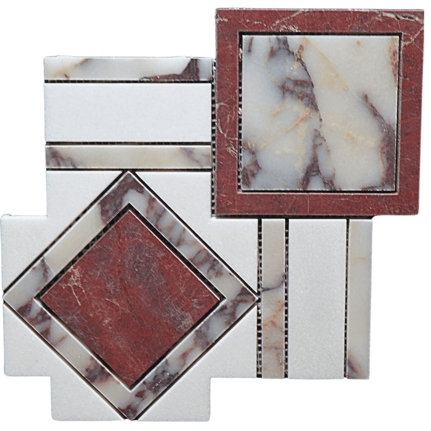 Heracle Polished White and Red Marble Mosaic Tile For Walls & Floors