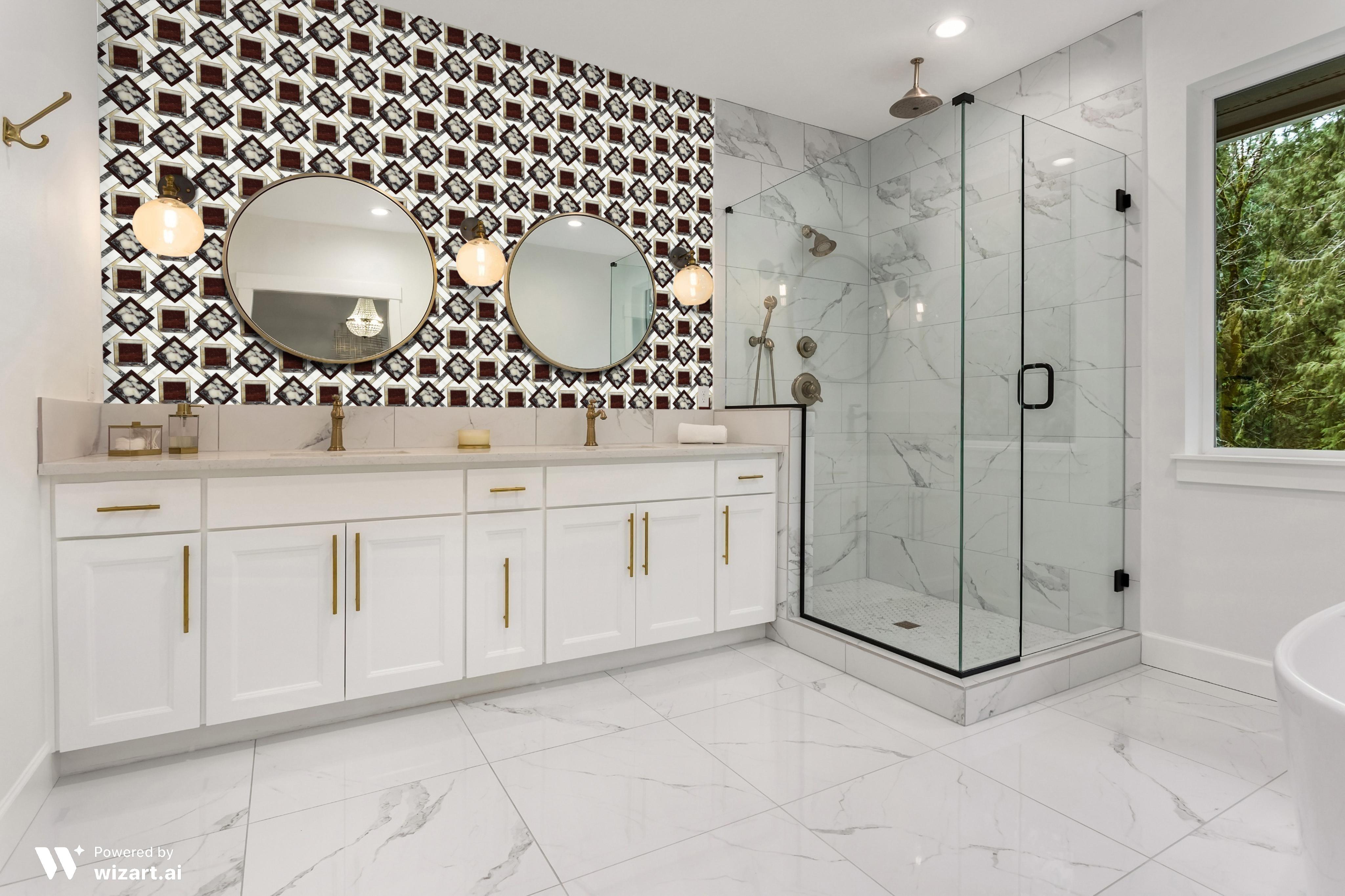 Heracle Polished White and Red Marble Mosaic Tile For Walls & Floors - MARICERA