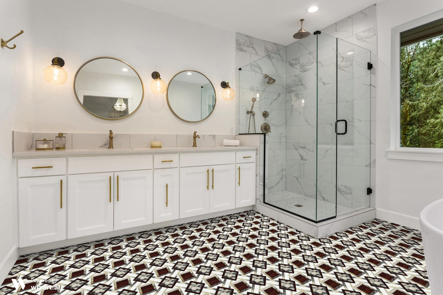 Heracle Polished White and Red Marble Mosaic Tile For Walls & Floors