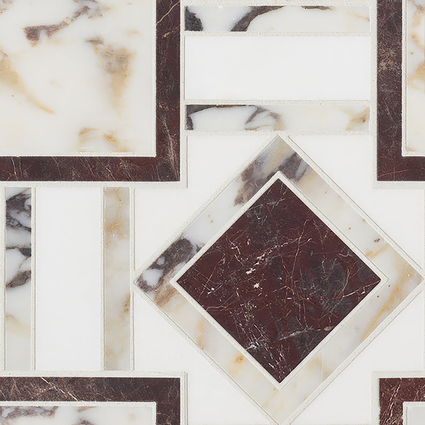 Heracle Polished White and Red Marble Mosaic Tile For Walls & Floors