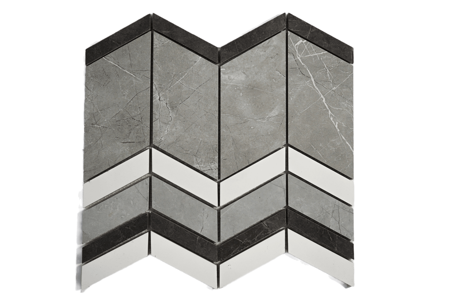 Chevron 1x3 Polished Gray Porcelain Mosaic Tile For Walls & Floors-Sample