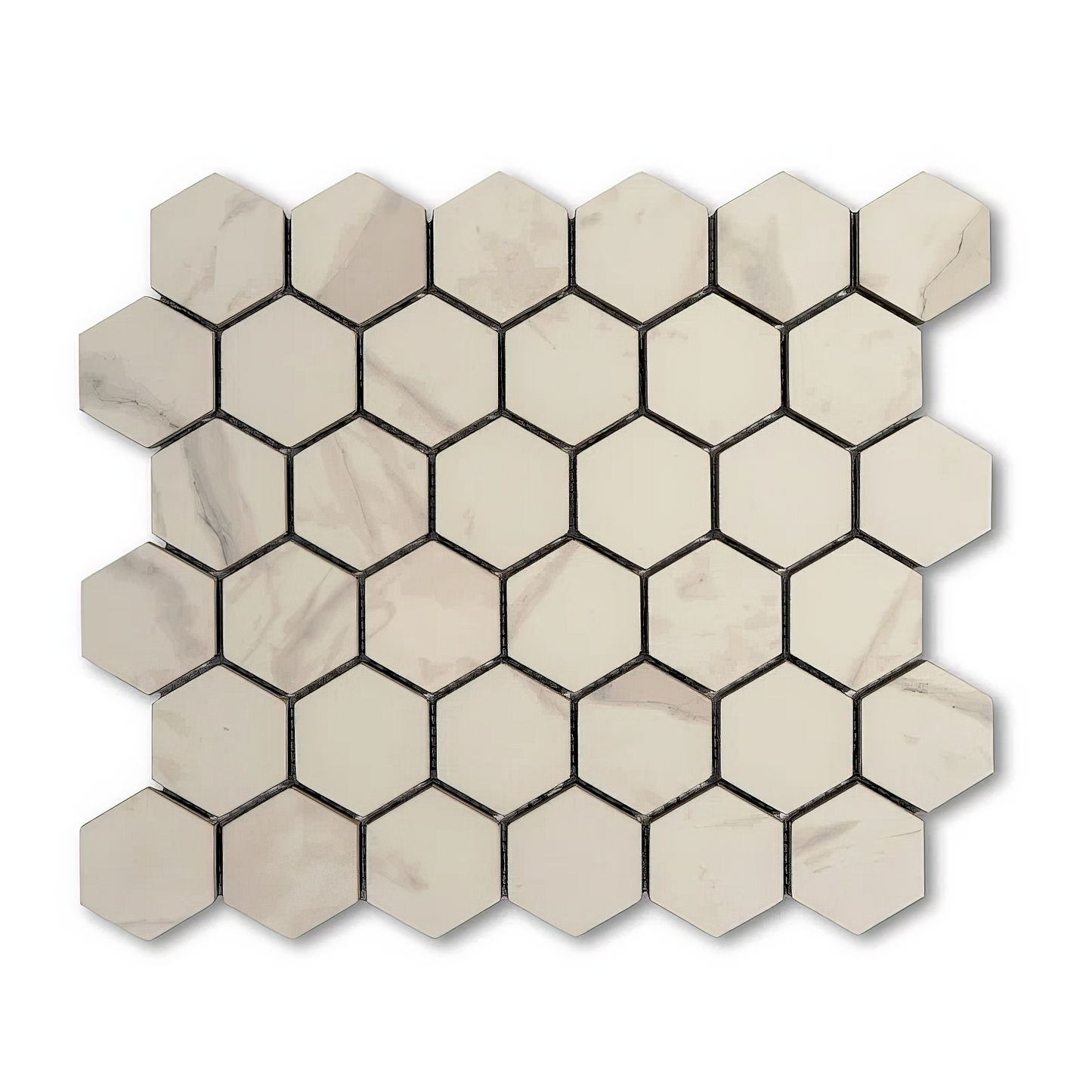 Calacatta 2-inch Hexagon Matte Porcelain Mosaic Tile For Walls & Floors