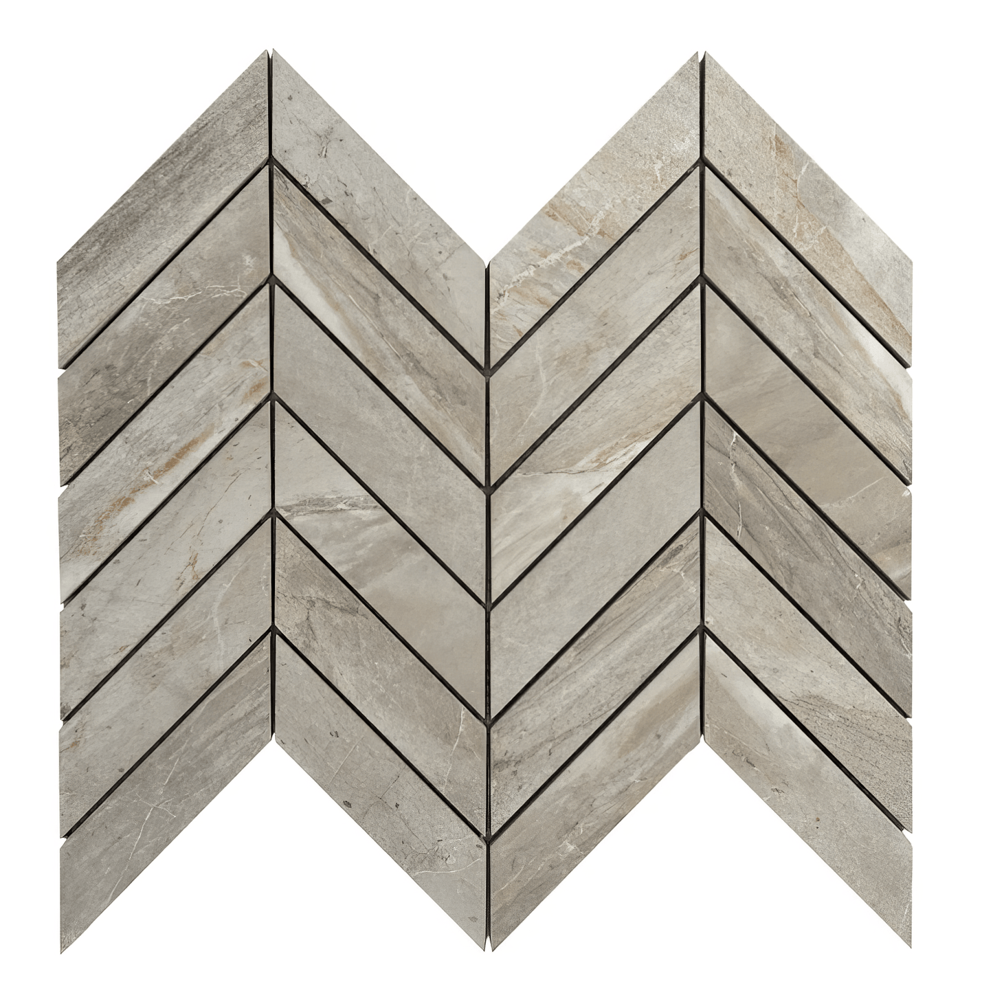 Chevron Gray Polished Porcelain Mosaic Tile For Walls & Floors-Sample