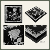 Flower Engraved Nero Black Marble Tile Mural 18x18 Flower Engraved Nero Black Marble Tile Mural 18x18