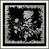 Silver Rose Engraved Nero Black Marble Tile Mural 18x18 in. Silver Rose Engraved Nero Black Marble Tile Mural 18x18 in.