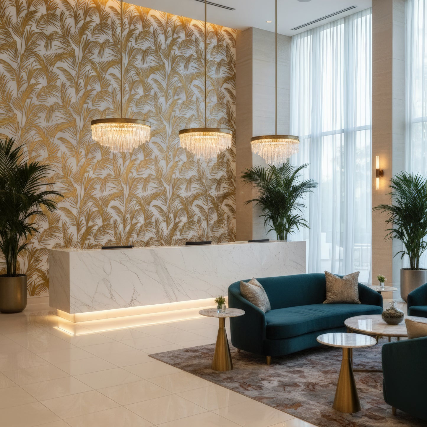 Jardin Gold Foil 12x24 Etched Glacier White Marble Tile For Walls & Floors