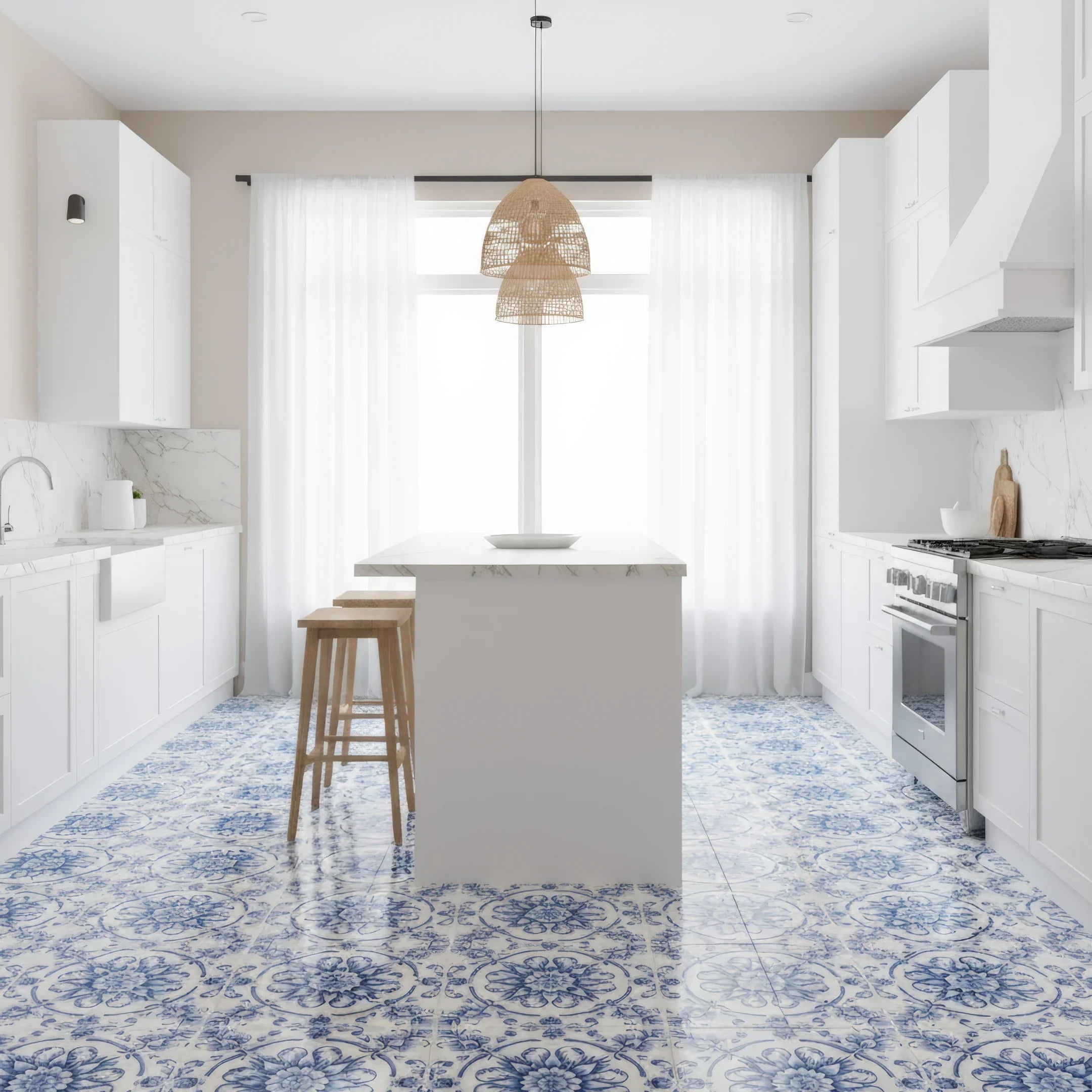 Florentina-Blue-Engraved Marble Tile - MARICERA