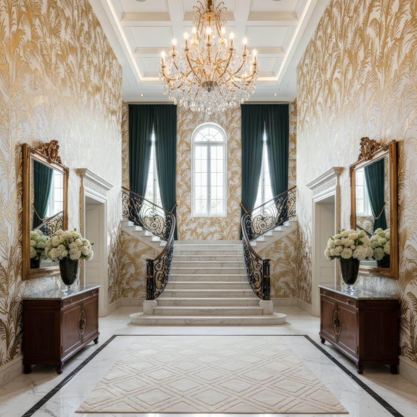 Jardin Gold Foil 12x24 Etched Glacier White Marble Tile For Walls & Floors