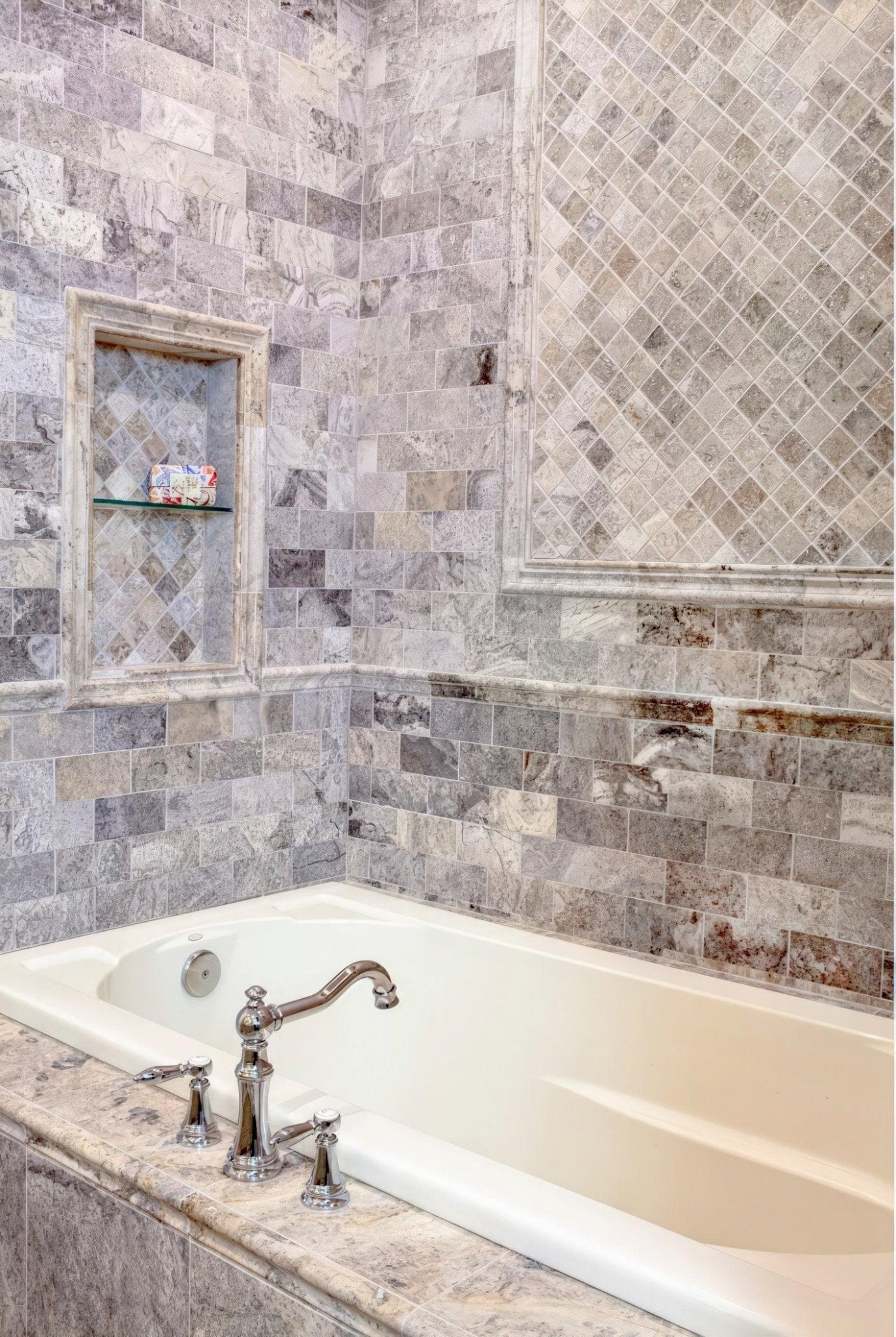 Silver Travertine Chair Rail Honed Tile Trim For Walls & Floors - MARICERA