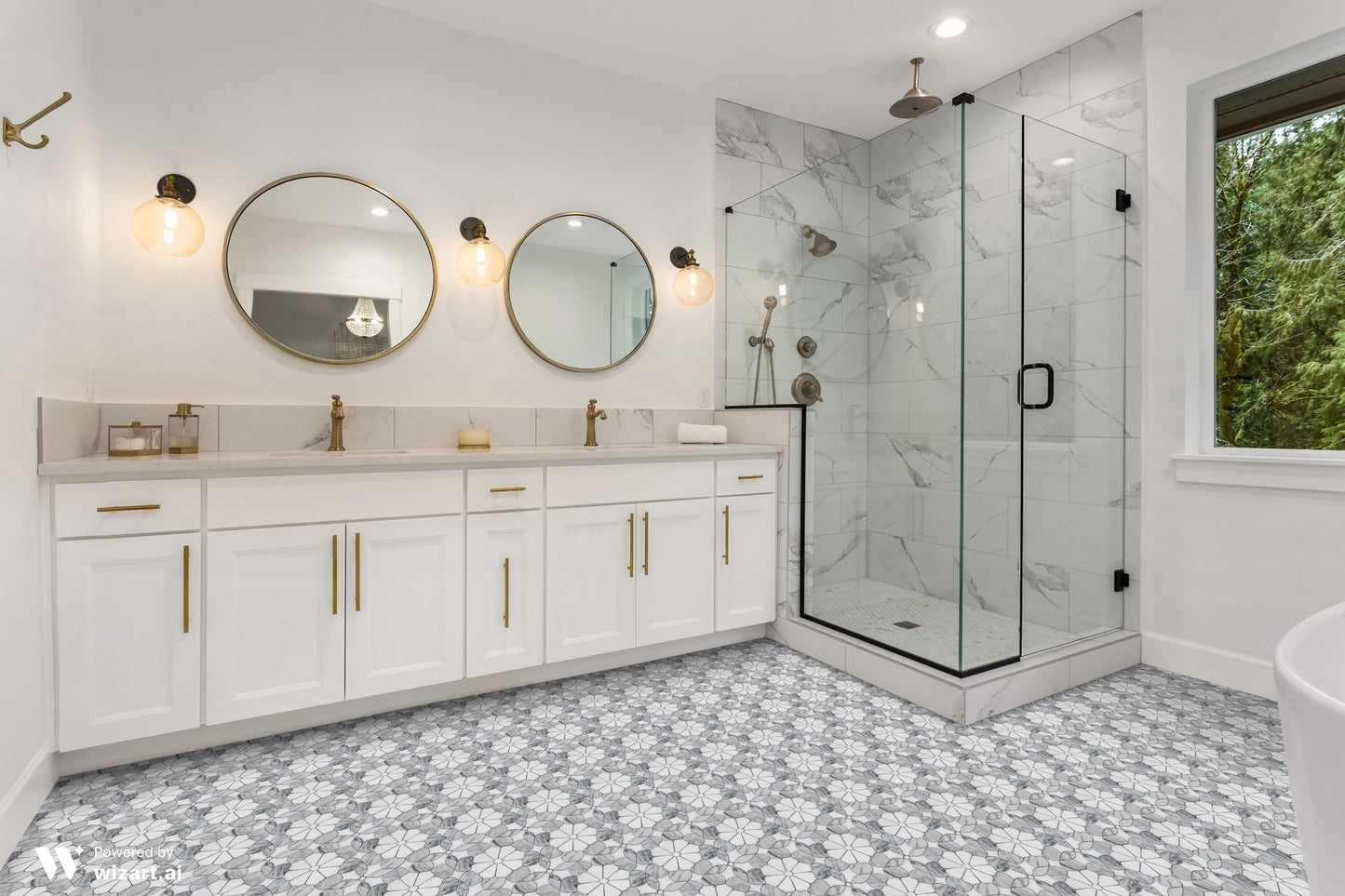 Flower Carrara Polished White Marble Mosaic Tile For Walls & Floors