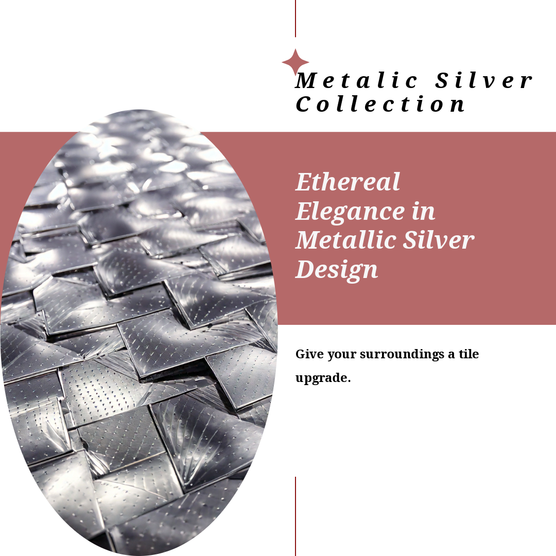Unique etched marble tiles with metallic silver detailing