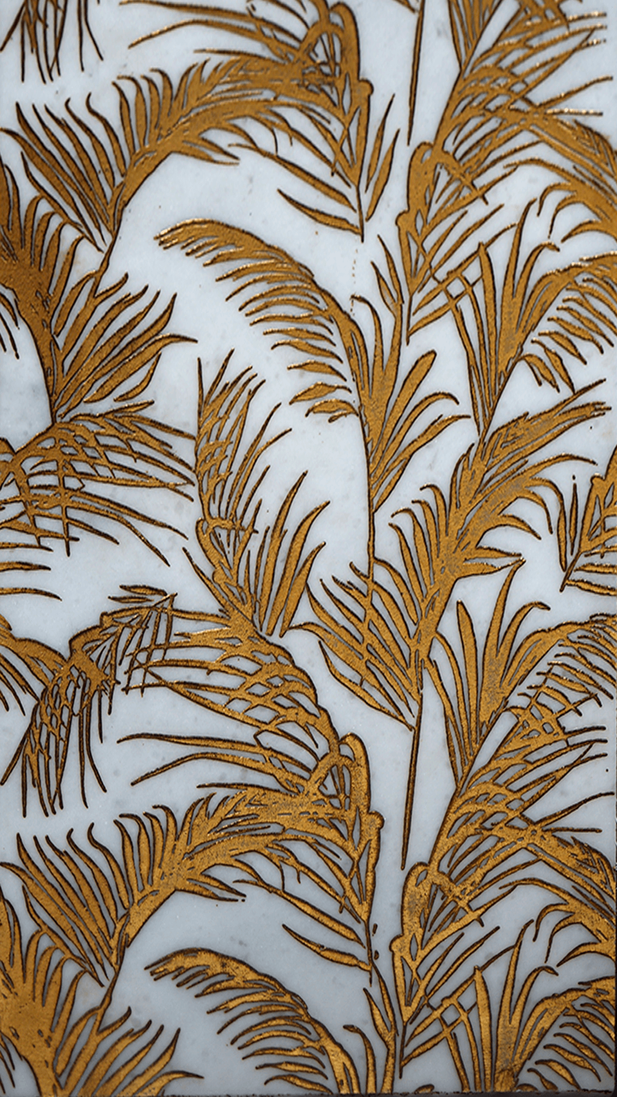 Jardin Gold Foil 12x24 Etched Glacier White Marble Tile For Walls & Floors-Sample