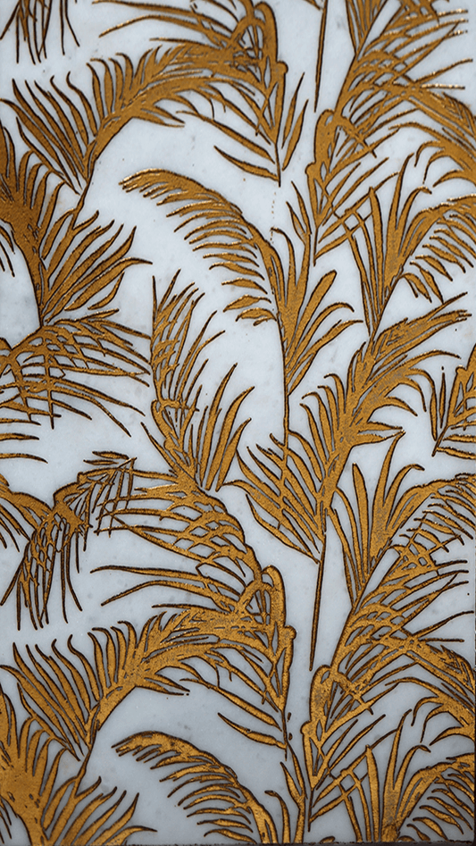 Jardin Gold Foil 12x24 Etched Glacier White Marble Tile For Walls & Floors-Sample