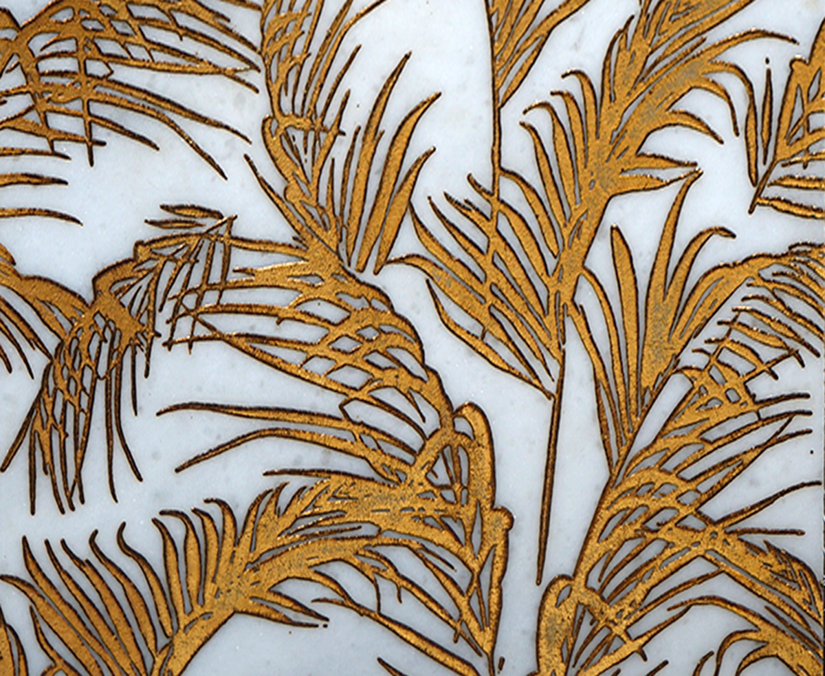 Jardin Gold Foil 12x24 Etched Glacier White Marble Tile For Walls & Floors