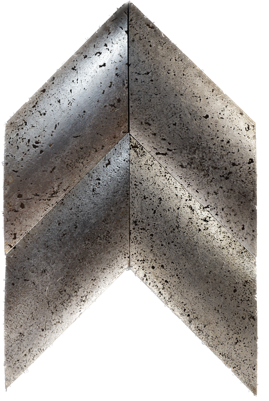 Chevron Silver Foil Travertine 4x7.5 Singular Tile For Walls & Floors