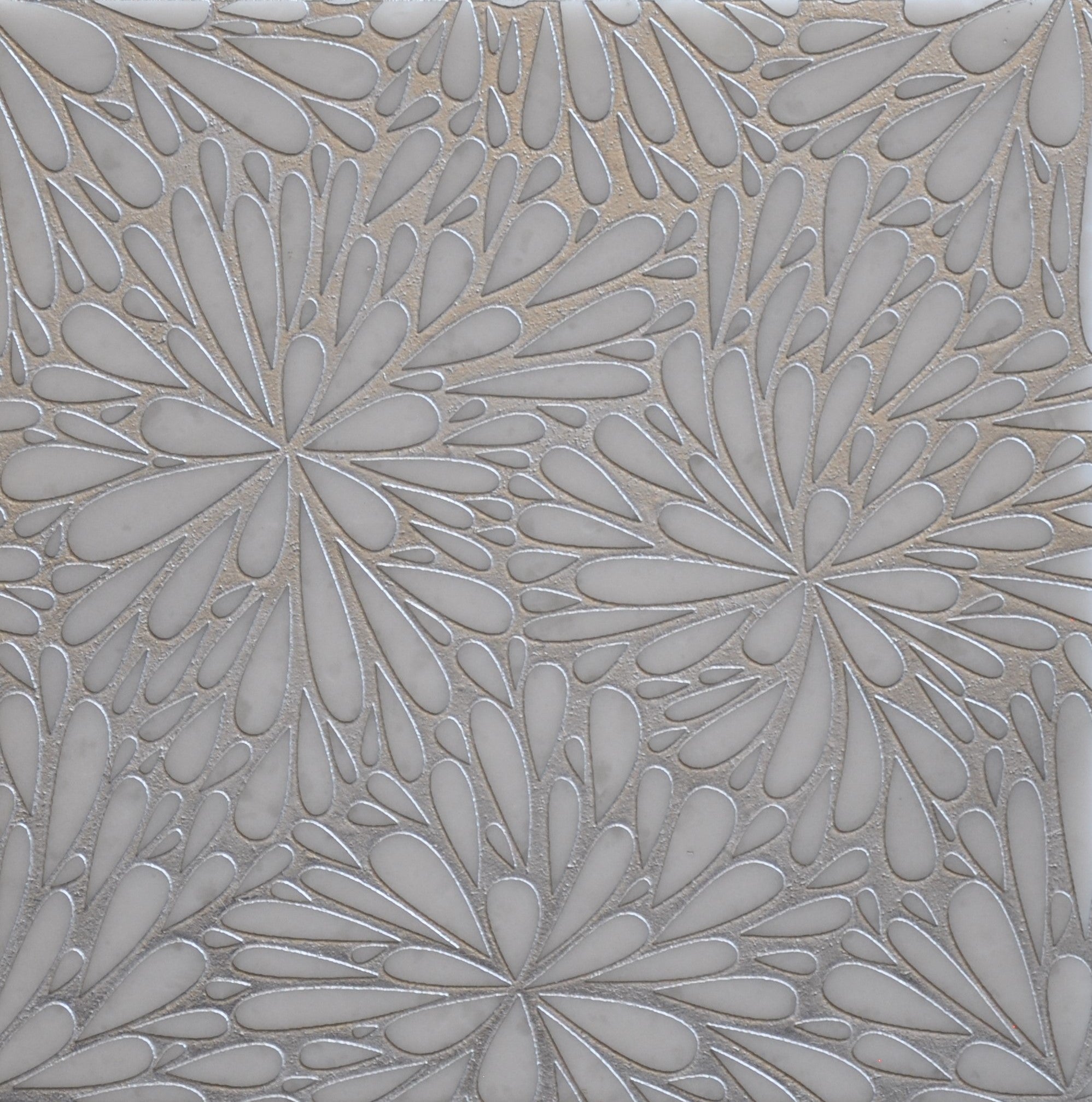 Geo 9 Glacier White 12x12 Etched Silver Foil Marble Tile For Walls & Floors