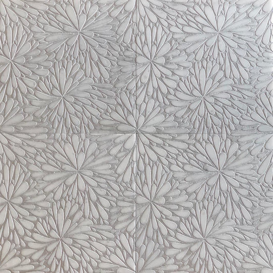 Geo 9 Glacier White 12x12 Etched Silver Foil Marble Tile For Walls & Floors-Sample