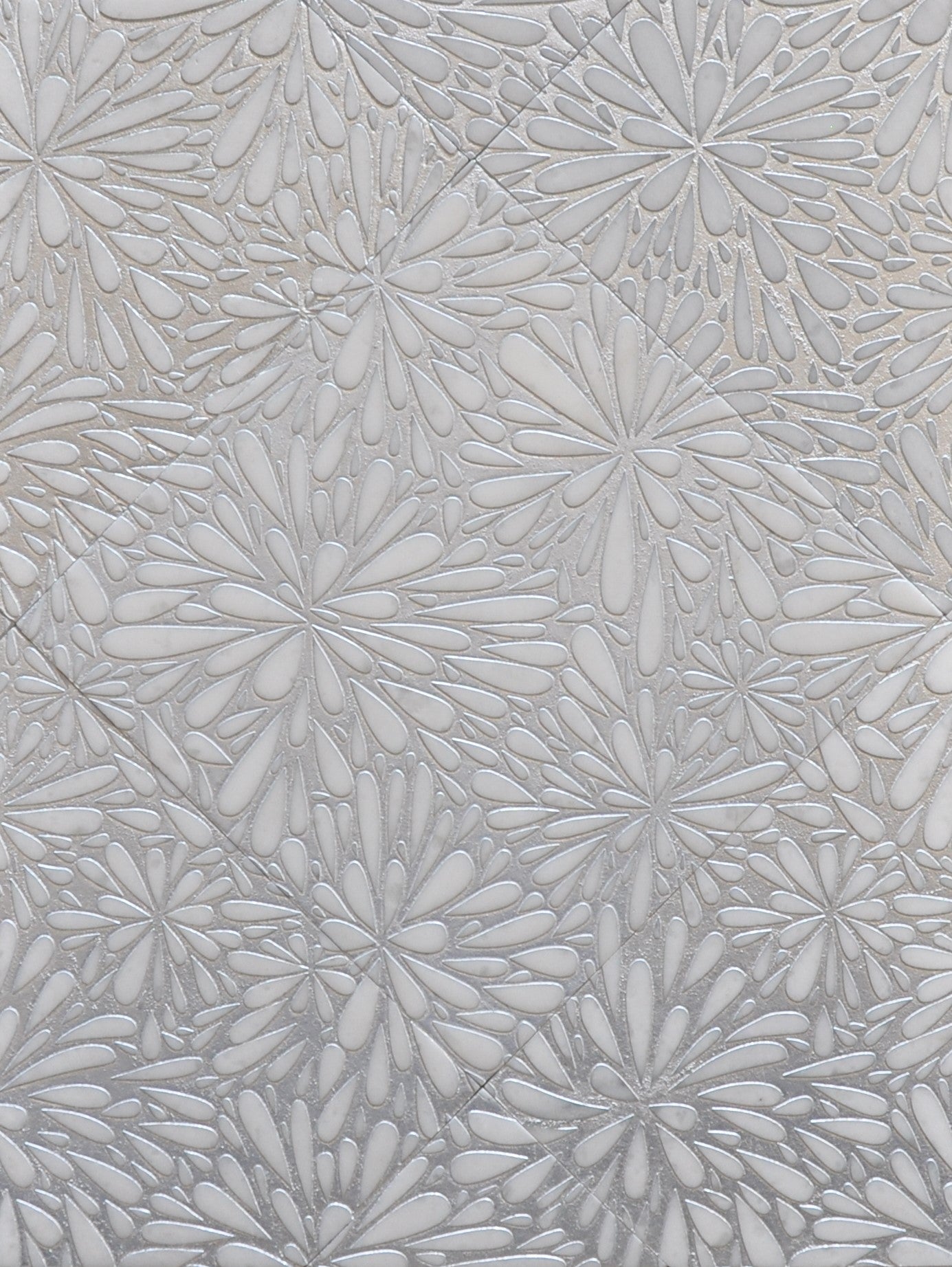 Geo 9 Glacier White 12x12 Etched Silver Foil Marble Tile For Walls & Floors