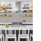 Geo 9 Glacier White 12x12 Etched Silver Foil Marble Tile For Walls & Floors