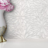 Geo 9 Glacier White 12x12 Etched Silver Foil Marble Tile For Walls & Floors