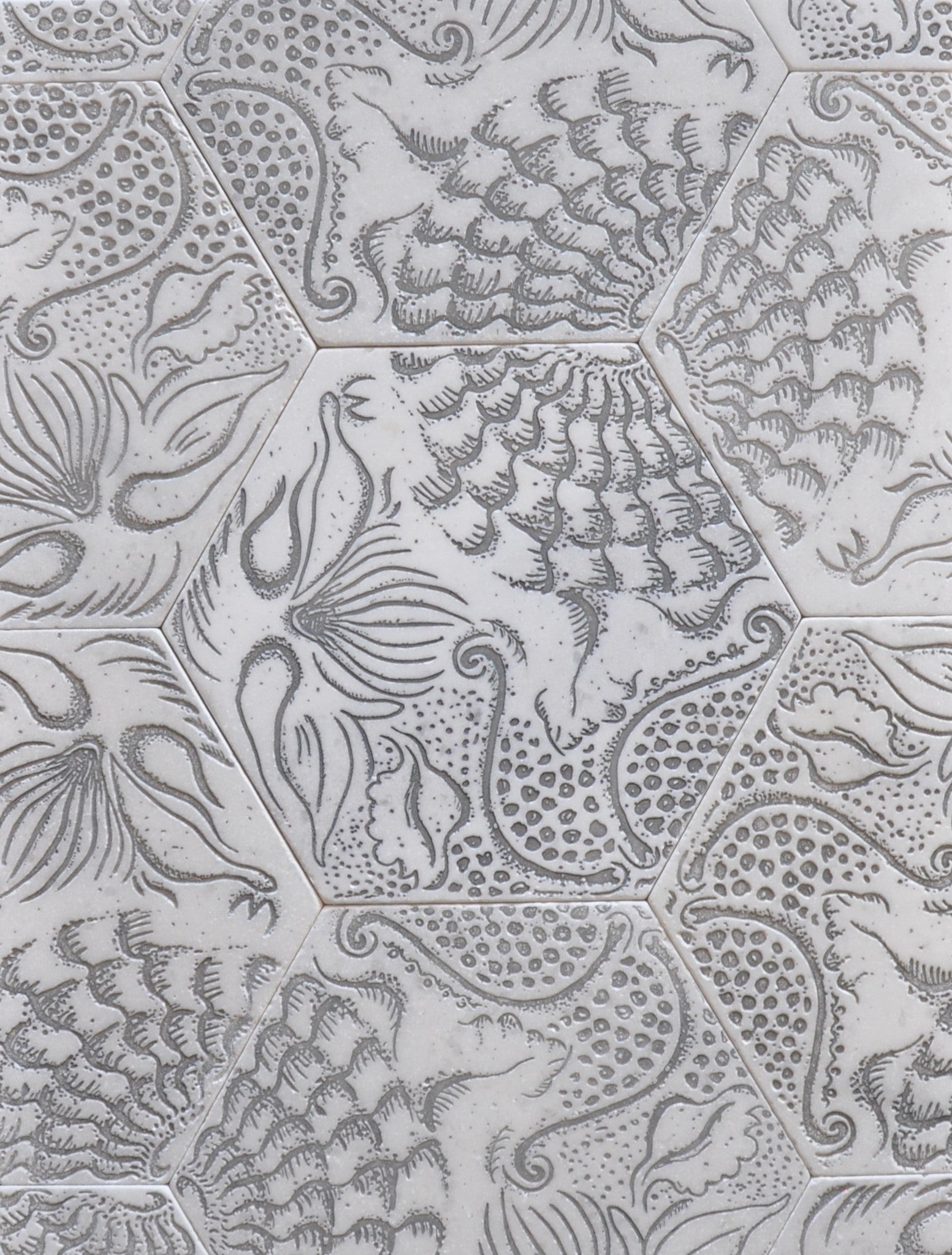 Nuhex Glacier White Etched Marble Tile Walls & Floors