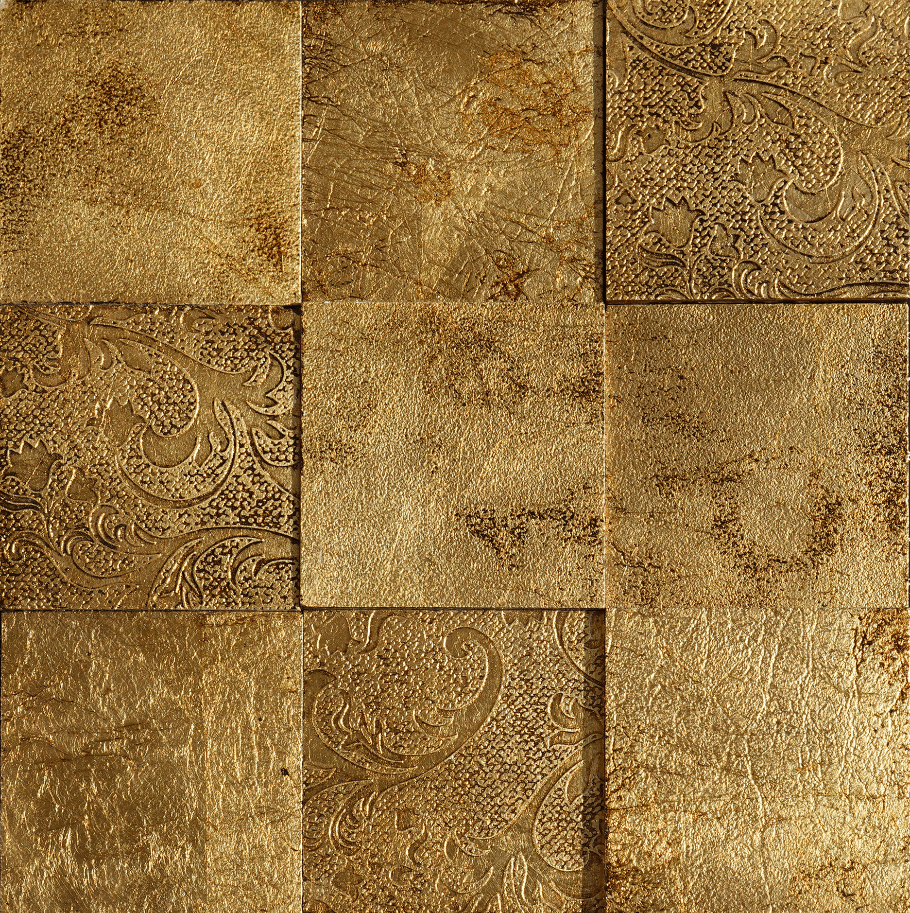 Leather Look Gold Foil 12x12 Etched Marble Mosaic Tile The Ultimate Wall Upgrade-Sample