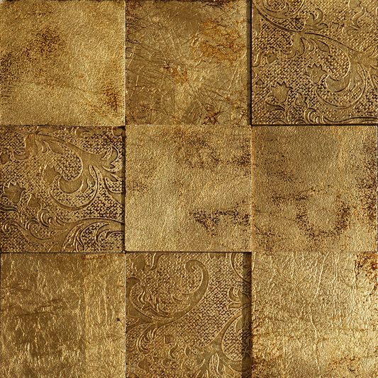 Leather Look Gold Foil 12x12 Etched Marble Mosaic Tile The Ultimate Wall Upgrade