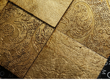 Leather Look Gold Foil 12x12 Etched Marble Mosaic Tile The Ultimate Wall Upgrade