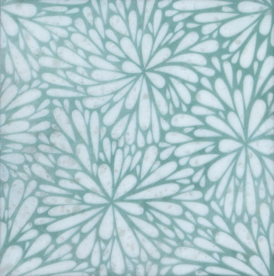 LumiFlora-Green-Engraved Marble Tile