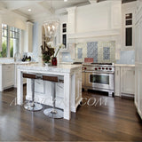 Acanthus-Leaf Engraved Bianco Marble Tile