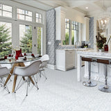Acanthus-Leaf Engraved White Marble Tile-black