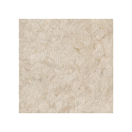 Acanthus-Leaf Engraved Crema Marfil Marble Tile-uncolored