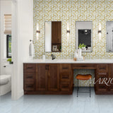 Acanthus-Leaf Engraved White Marble Tile-white