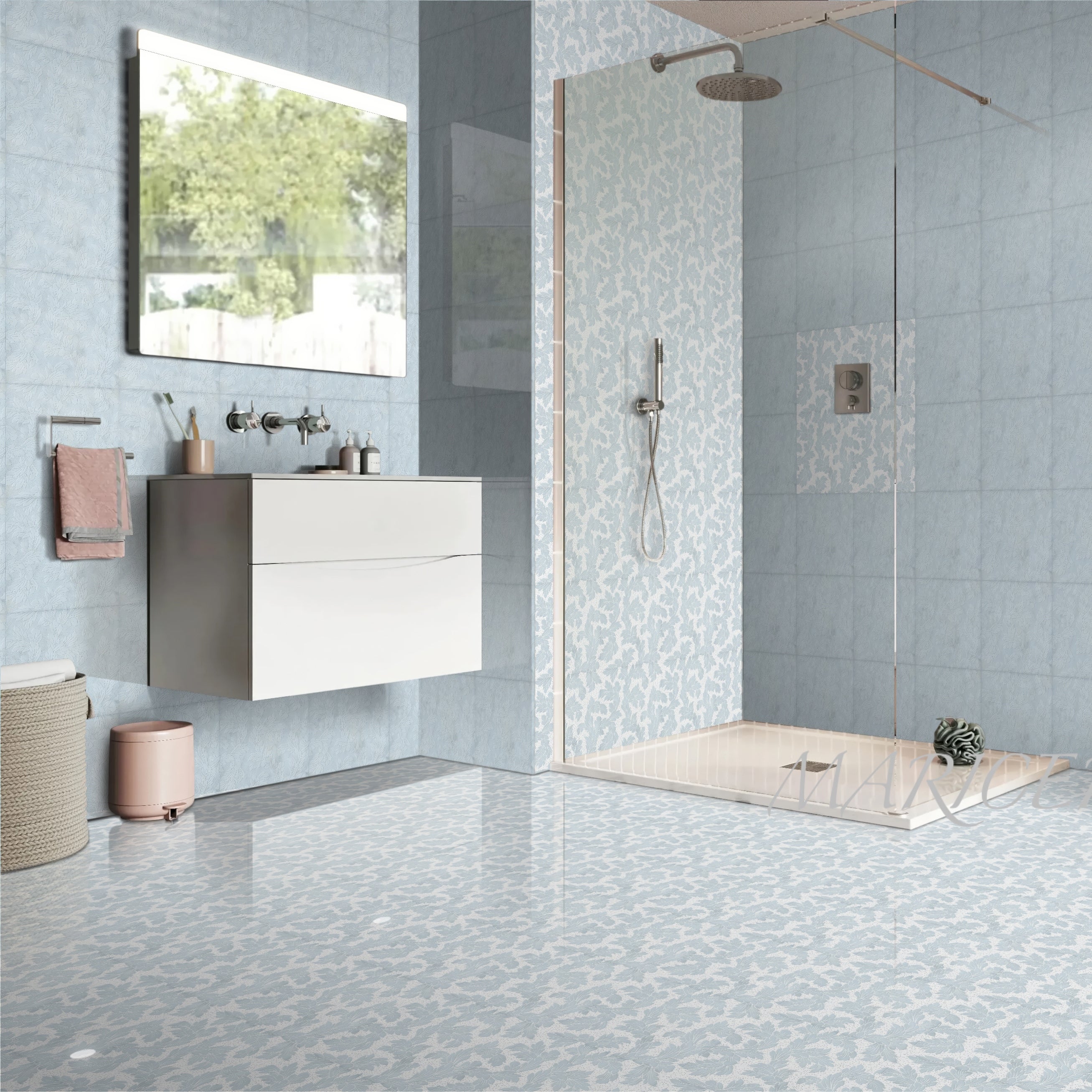 Acanthus-Leaf Engraved White Marble Tile-white