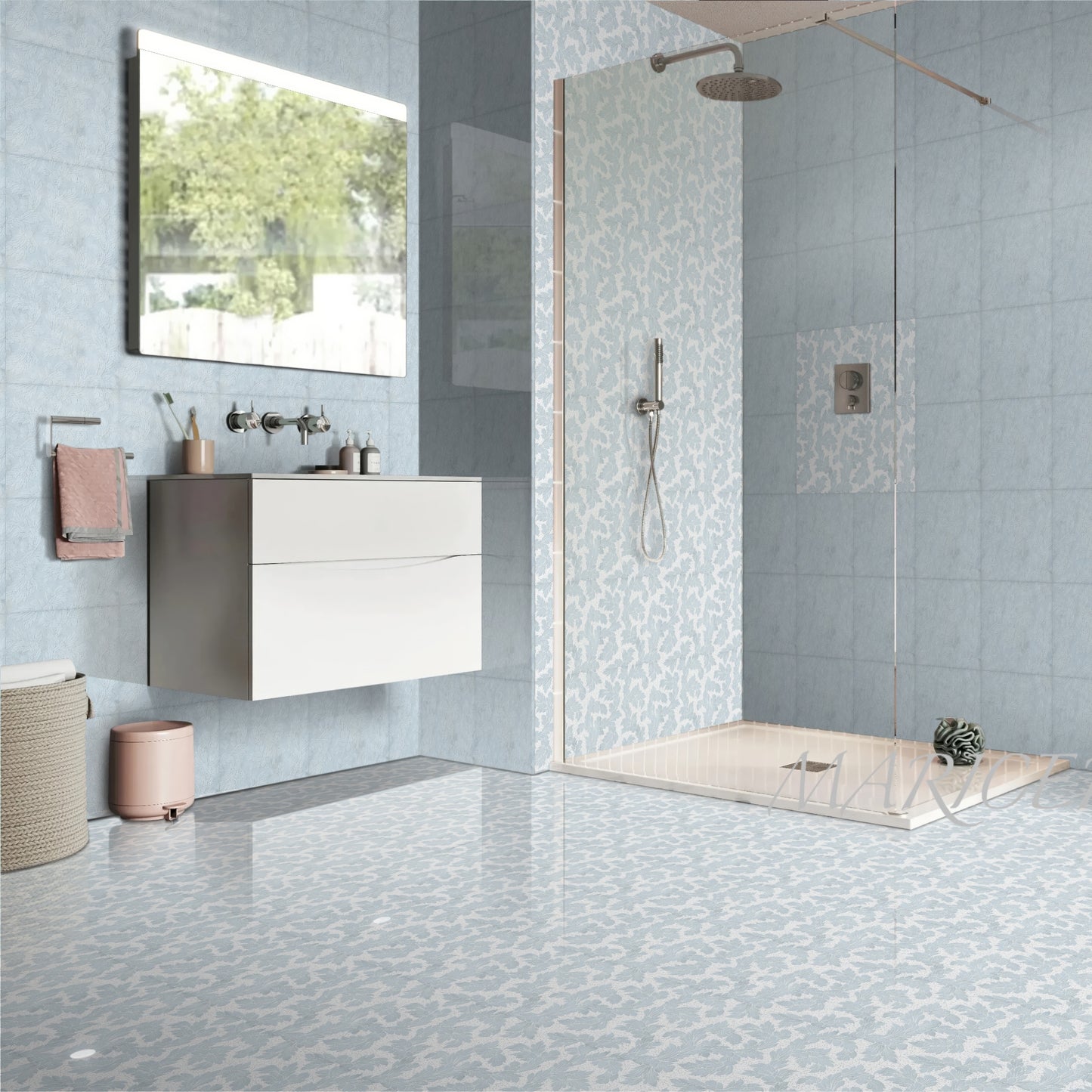 Acanthus-Leaf Engraved White Marble Tile-white