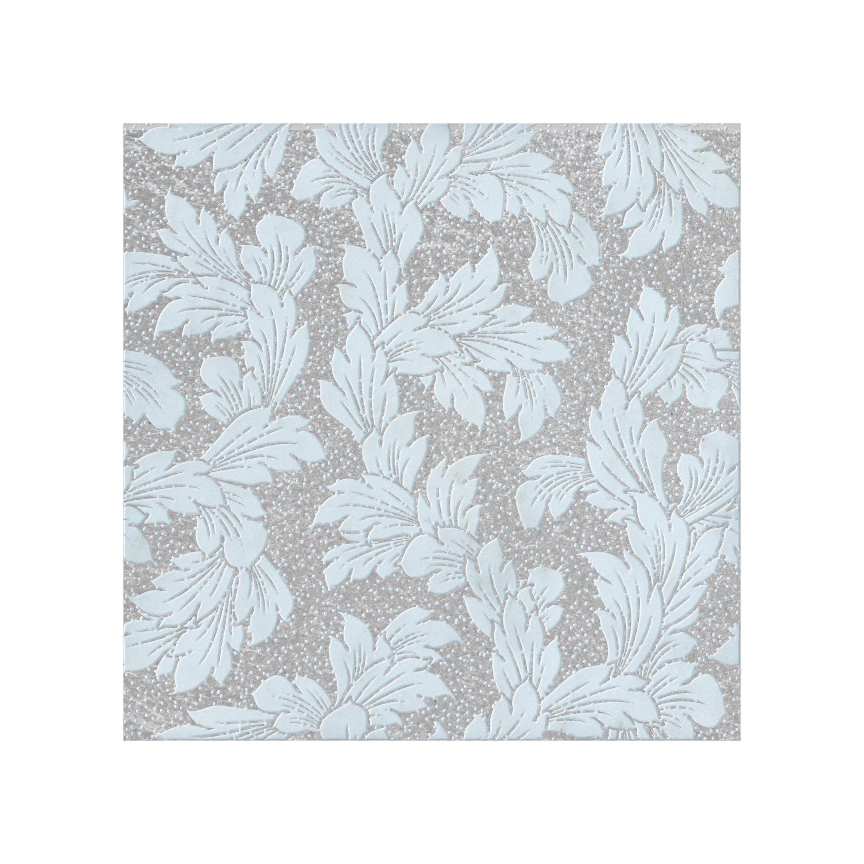 Acanthus-Leaf Engraved White Marble Tile-silver