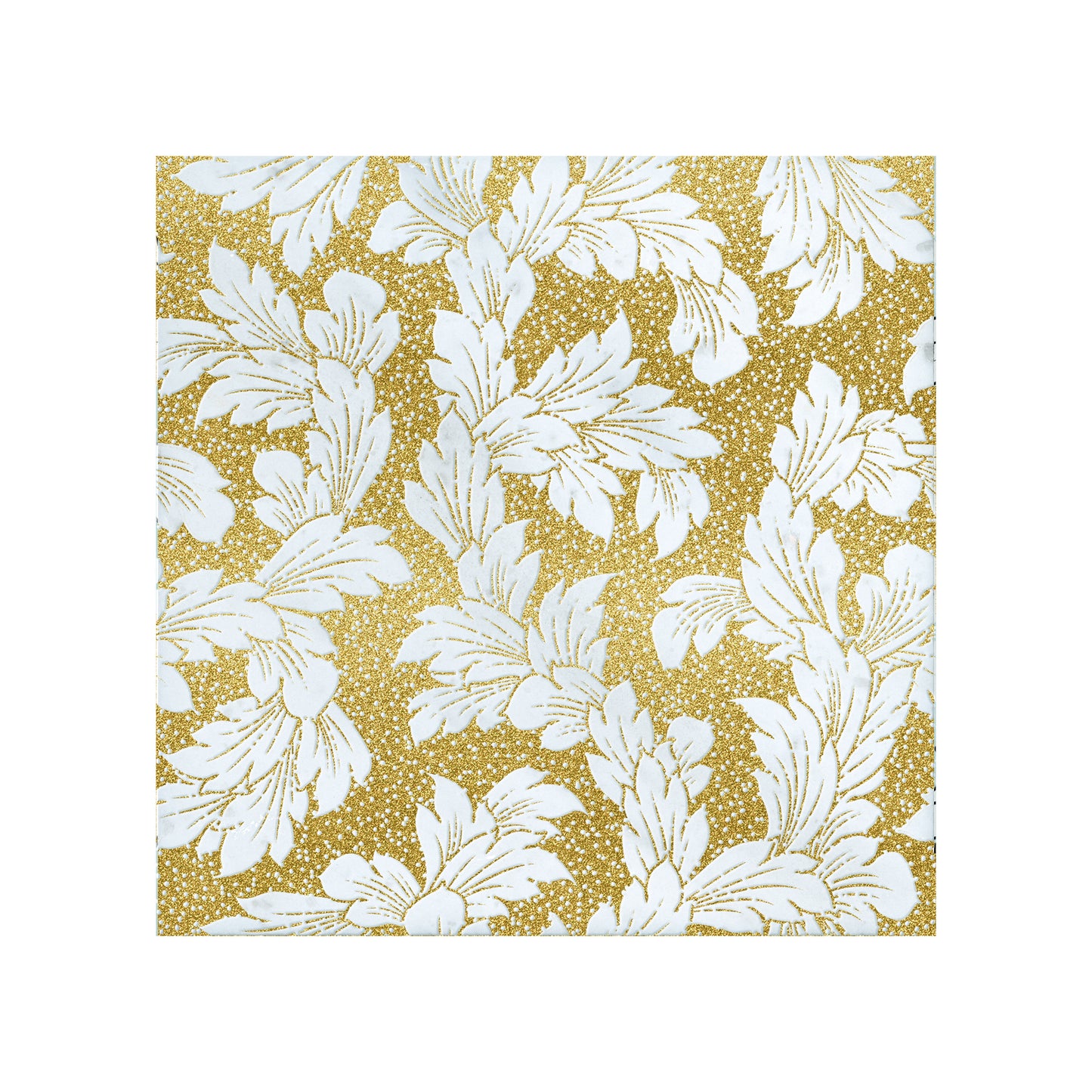 Acanthus-Leaf Engraved White Marble Tile-gold