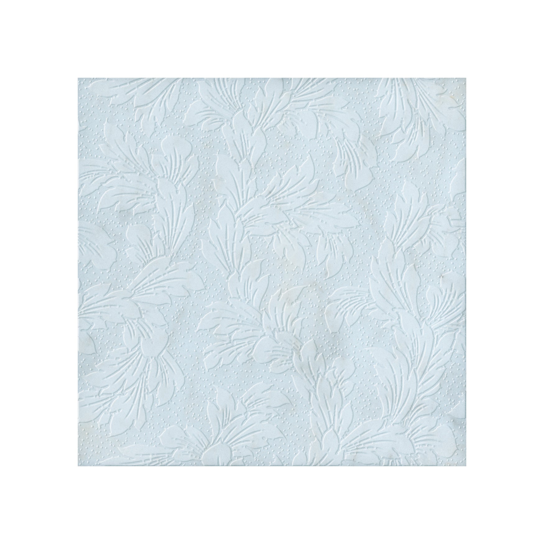 Acanthus-Leaf Engraved White Marble Tile/Uncolored