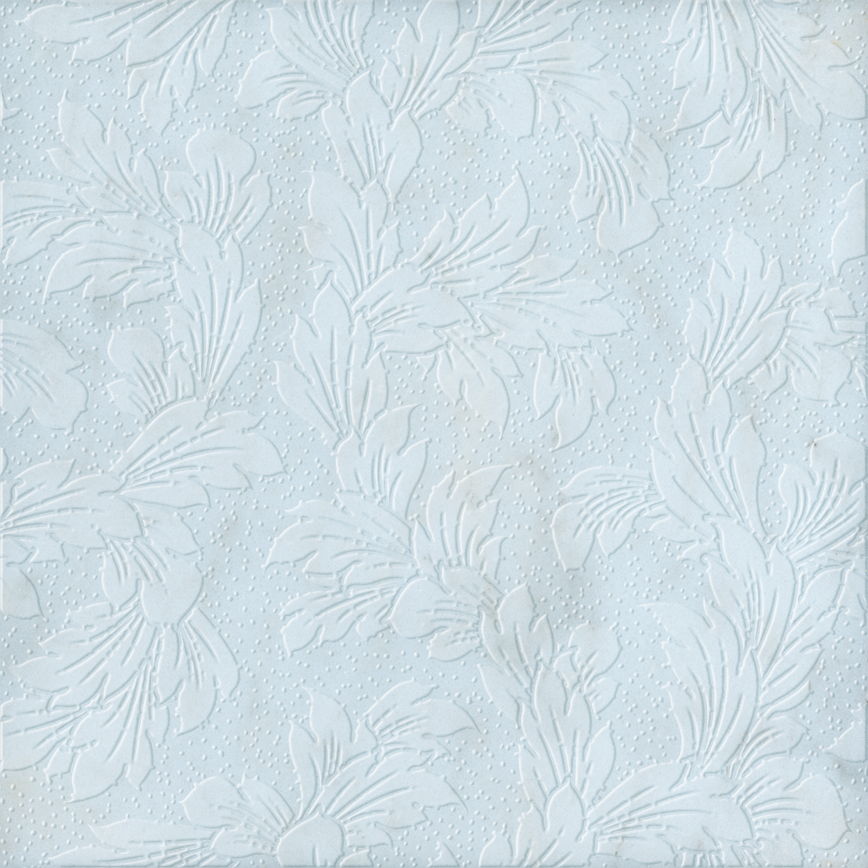 Acanthus-Leaf Engraved White Marble Tile/Uncolored
