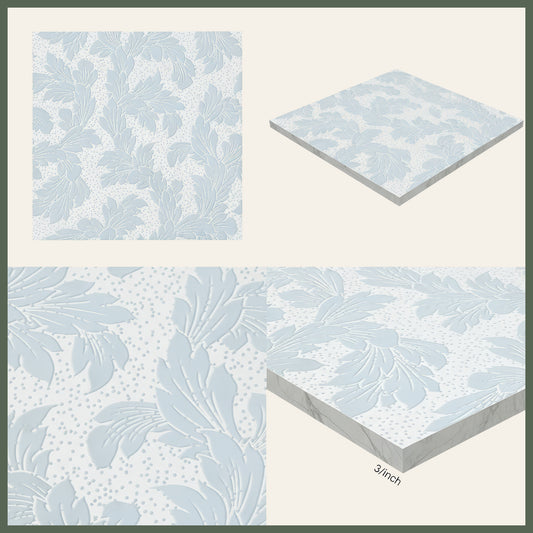 Acanthus-Leaf Engraved White Marble Tile-white