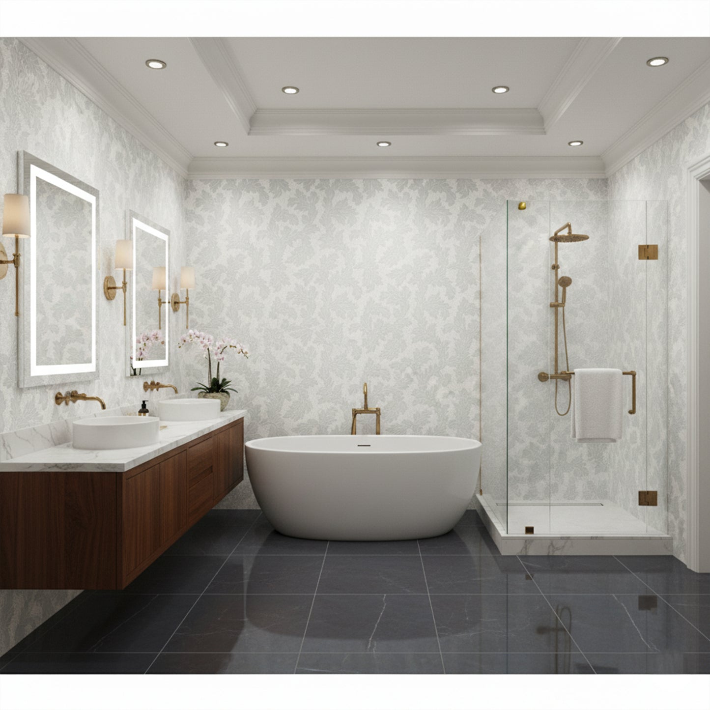 Acanthus-Leaf Engraved White Marble Tile-white