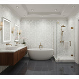 Acanthus-Leaf Engraved White Marble Tile-white