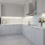 Acanthus-Leaf Engraved Bianco Marble Tile