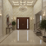 Acanthus-Leaf Engraved White Marble Tile-gold