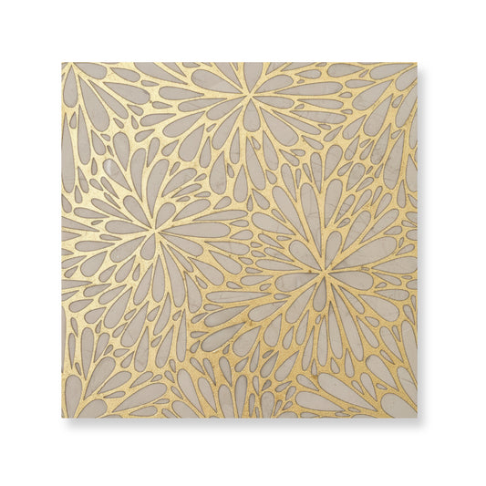 LumiFlora-Gold Leaf-Crema Marfil Engraved Tile